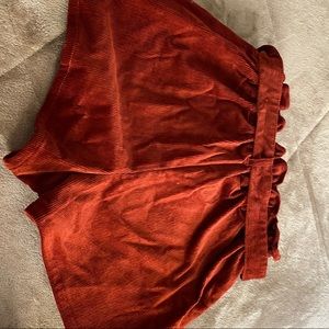 Burnt orange high waist adjustable shorts